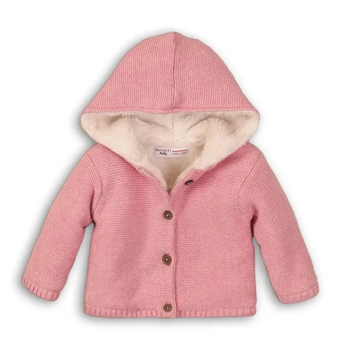Gevoerd vest / jasje, roze met capuchon - Minoti