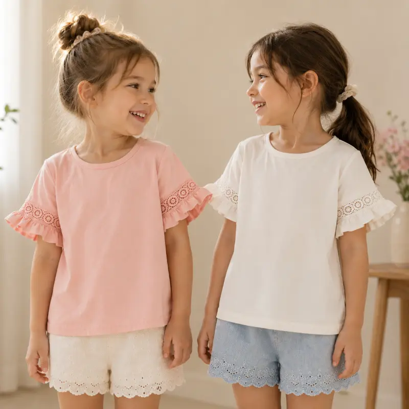 Girls Trumpet Sleeve Top – Elegant & Comfort – Kanten Mouw