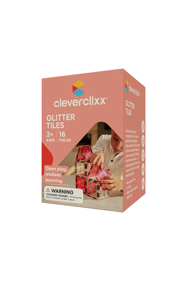 Glitter Tiles Pack Transparent / Pink | 16 stuks