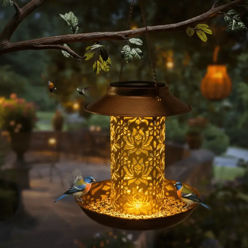 GlowFeast™ – Solar Vogelvoederstation met LED – Sfeervolle Tuin Vogelplek