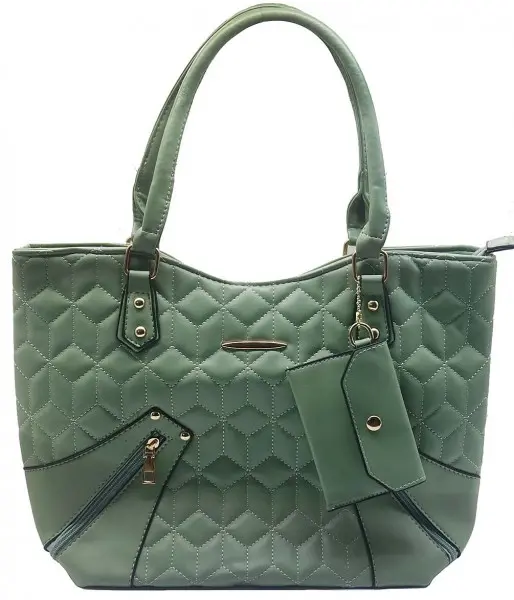 Groene shopper tas met portemonnee