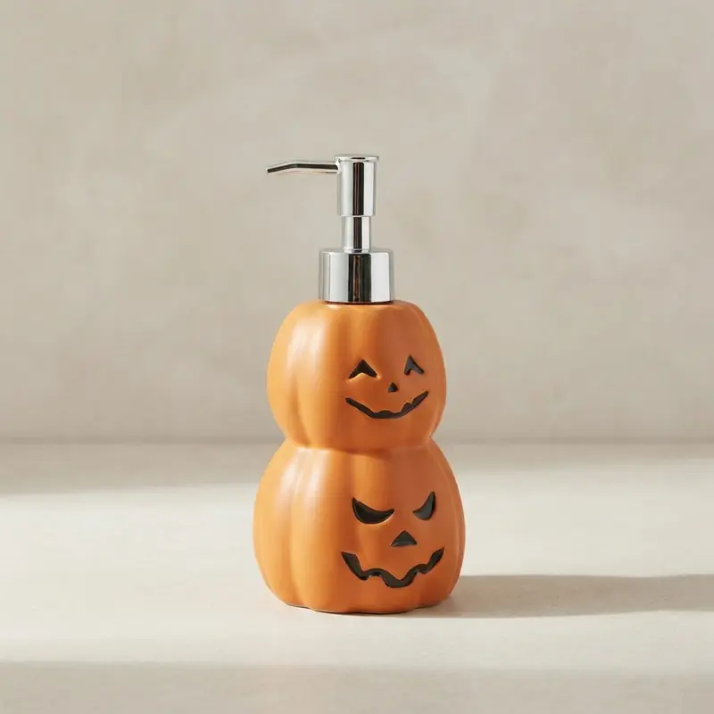 Halloween Zeepdispenser Keuken - Kunststof, Dubbel Gestapeld Pompoenontwerp