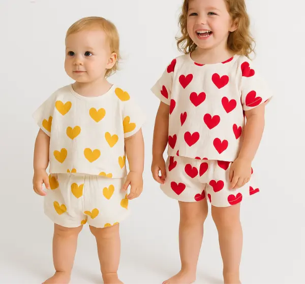 HeartBreeze™ – Luchtige Set met Hartjesprint – Meisjes Zomeroutfit