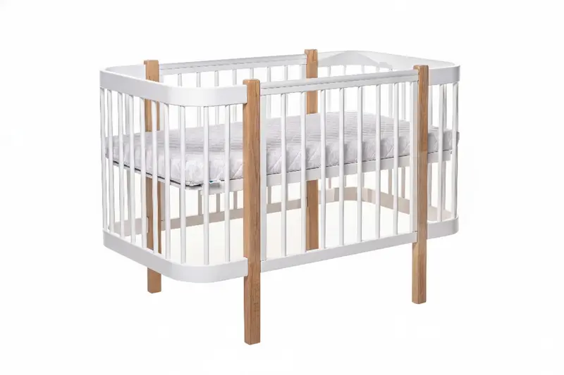 Helloloomi Baby Crib ELIN with Mattress - Natural/White