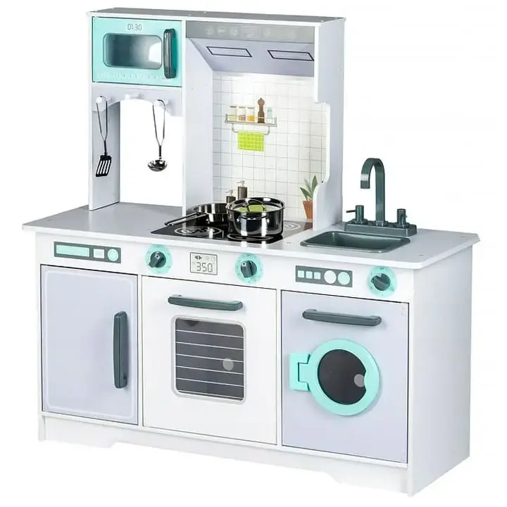 HelloLoomi Large Wooden Play Kitchen with Accessories