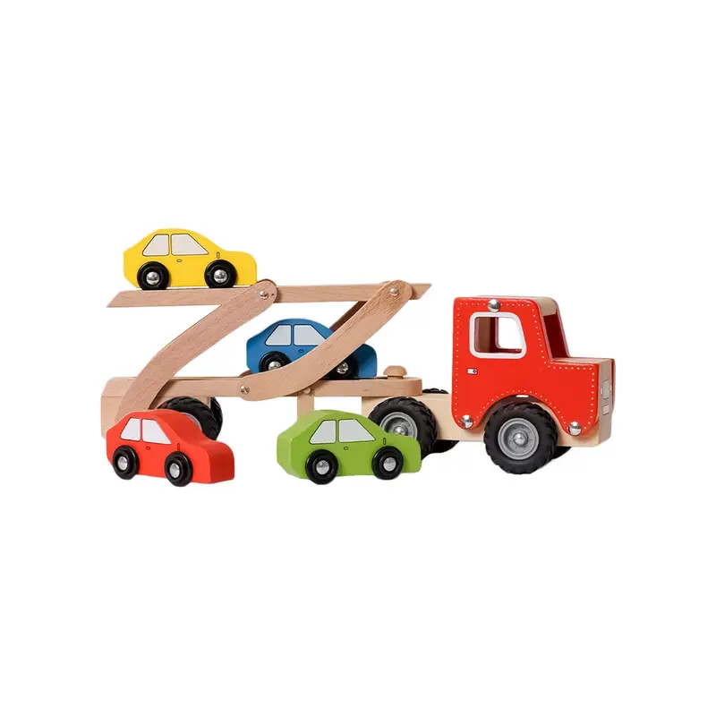 Houten Autotransporter Vrachtwagen - Rood