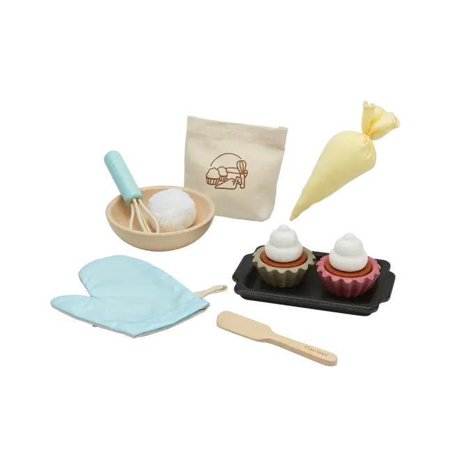 Houten cupcake set