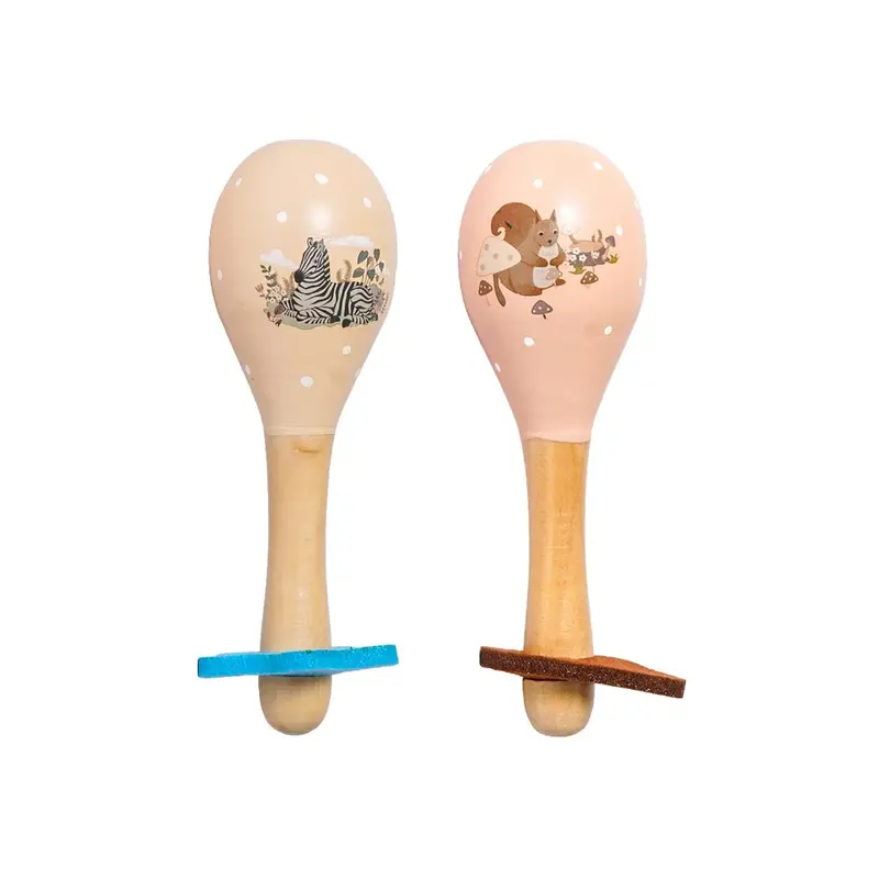 Houten Maracas - Zebra & Eekhoorn - Set van 2