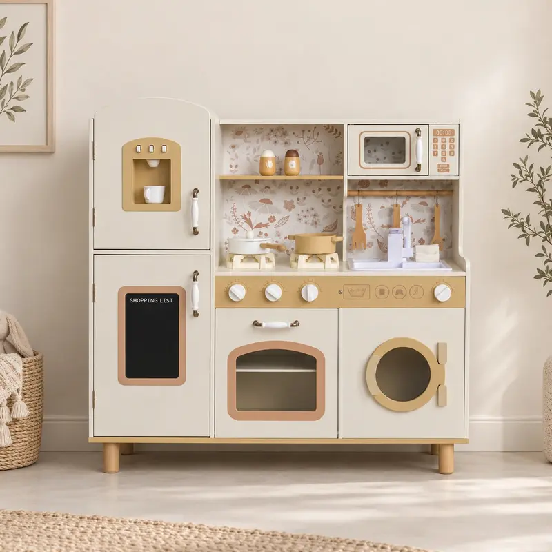 Houten Speelgoedkeuken | Met Geluid, Licht & Accessoires | Uitgebreide Speelkeuken