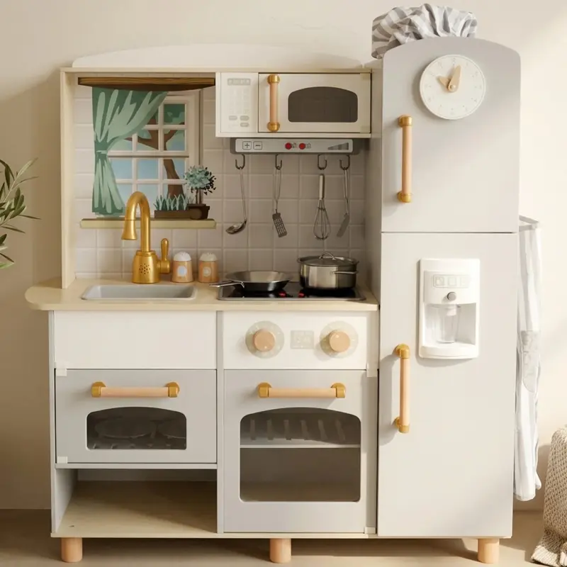 Houten Speelkeuken XL | Kinderkeuken met Accessoires | Met Licht & Geluid