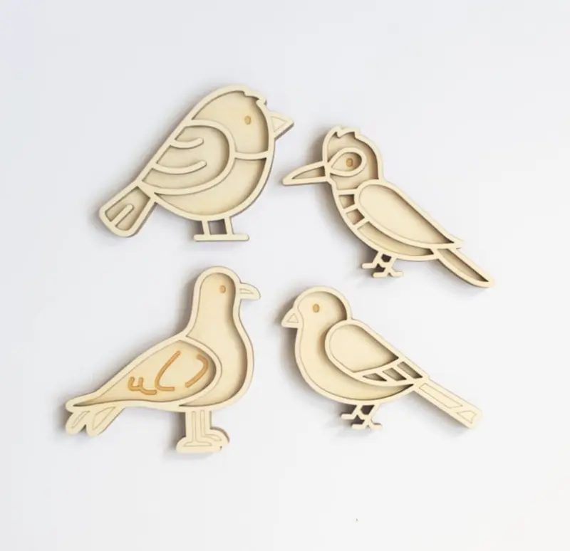 Houten speelset - vogels