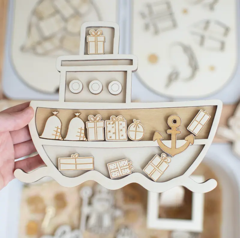 Houten speeltray - de pakjesboot