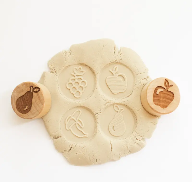Houten stempelset - fruit