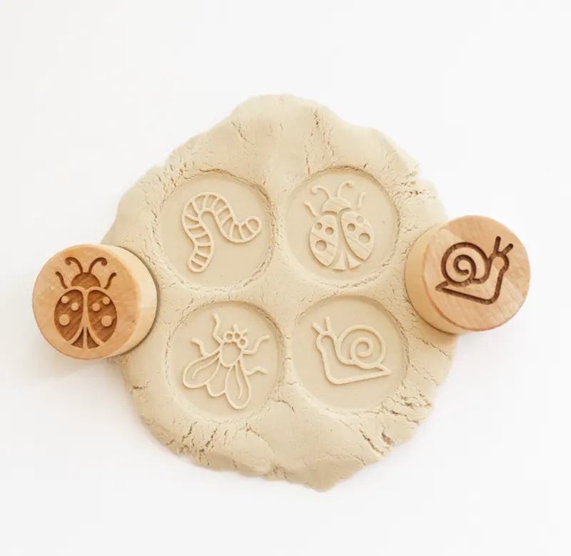 Houten stempelset - kriebelbeestjes