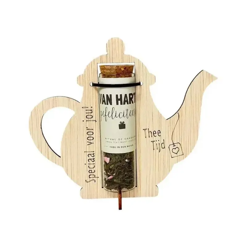 Houten Theepot Cadeauset - Gefeliciteerd
