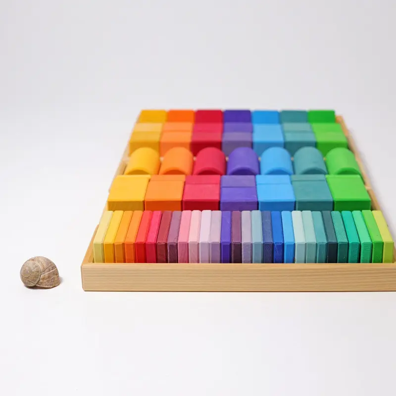 Houten vormen en kleuren blokken bouwset