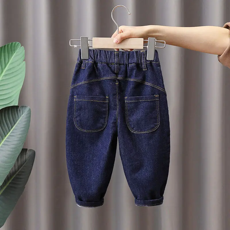 IndigoLoop™ – Donkerblauwe Spijkerbroek met Omslag – Uniseks Kinderjeans