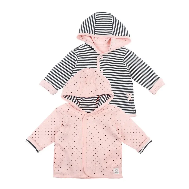 Jasje omkeerbaar - dots, antraciet melange / roze , Feetje