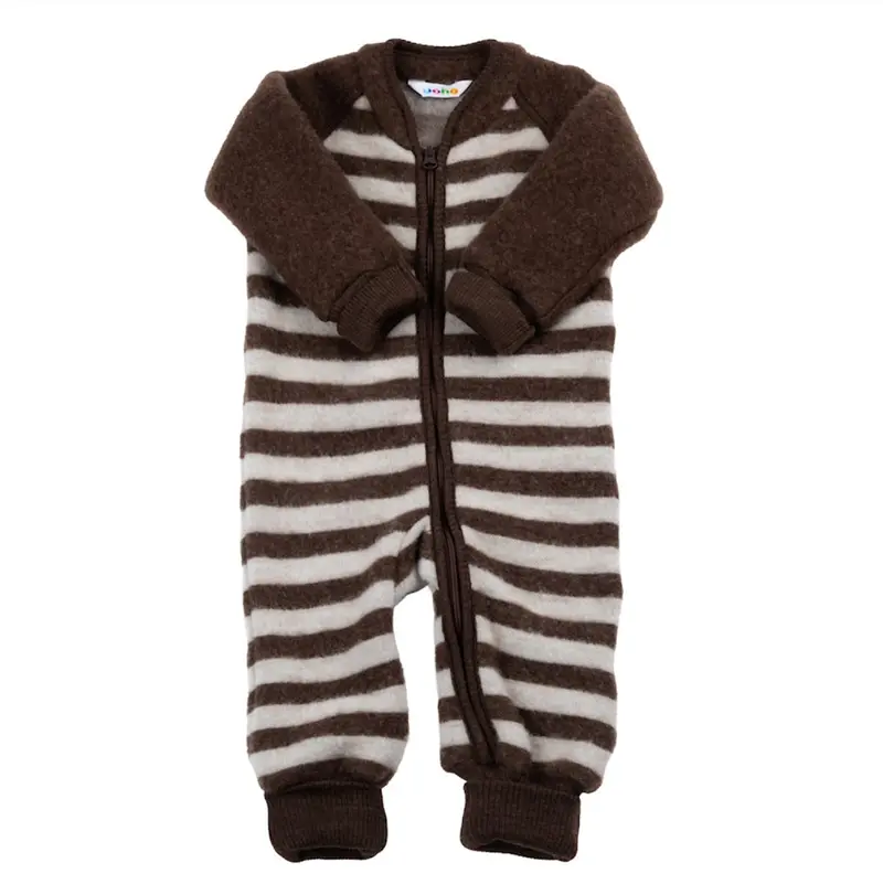 Joha wol fleece pak | bruin gestreept | maat 100