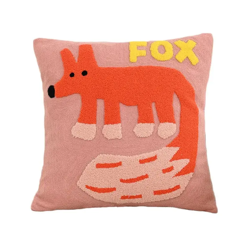Kaleo Kussenhoes 45x45 cm - Geborduurd Dierenmotief, Scandinavisch Design