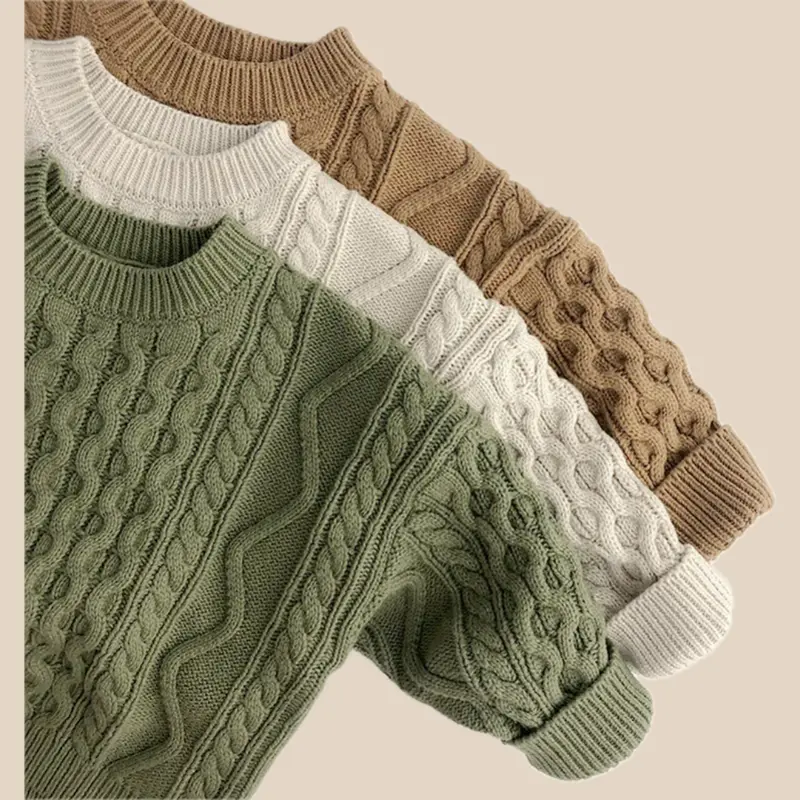 Knitsbury™ – Gebreide Trui met Kabelpatroon – Warme Kinderkleding