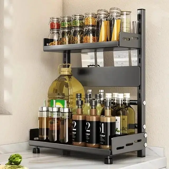 Kora Kruidenrek - Compact Zwart, 2 Lagen voor Kruidenpotjes