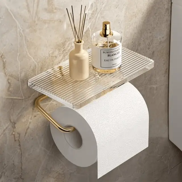 Korin Inbouw WC Rolhouder - Metaal met Geïntegreerde Plank, Goud en Zilver