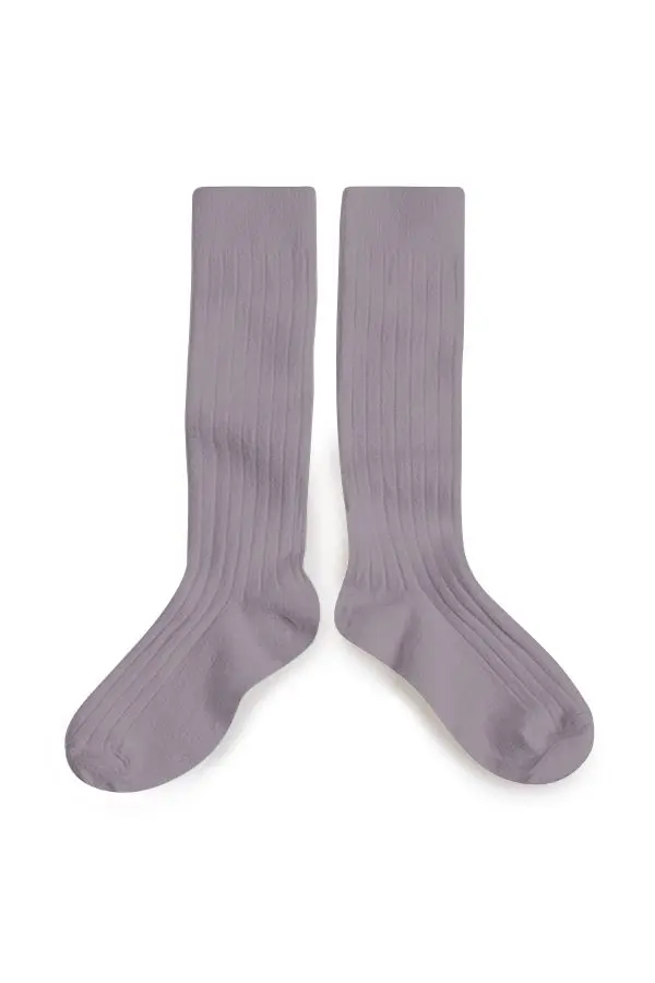 La Haute - Ribbed Knee-high Socks - Glycine du Japon