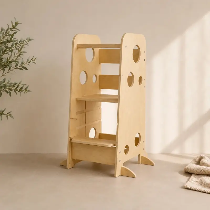 Leertoren 3-in-1 | Montessori Meegroei Leertoren & Kindertafel met Stoel vanaf 1 Jaar