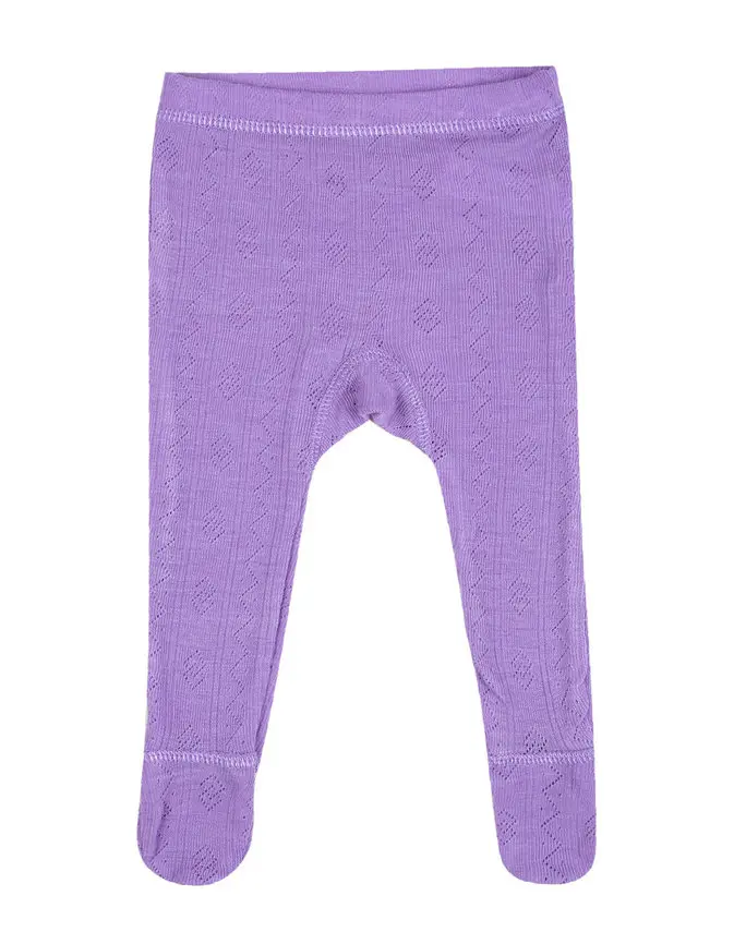 Leggings with foot Merino wool and Silk - Ajour Purple