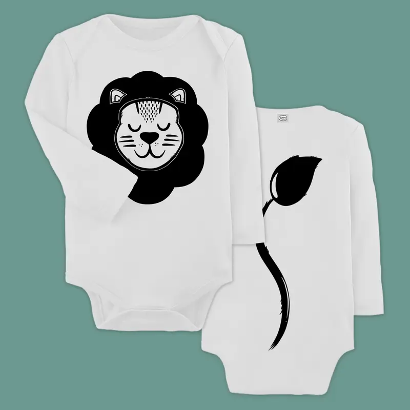 Lion Organic Cotton Baby Bodysuit -Long Sleeves