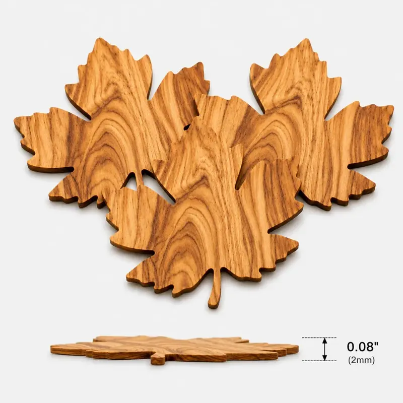 Liora Herfst Onderzetters - Houten, Bladvormig Design, Set van 3