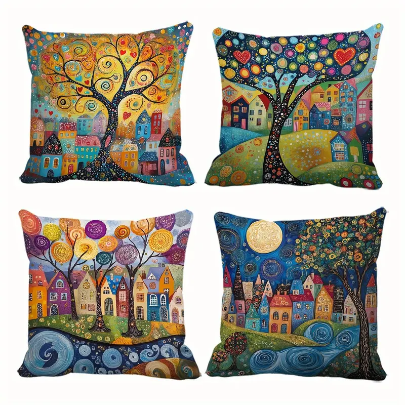 Liora Kussenslopen Set - 40x40 cm, Zacht Pluche, Landelijke Retro Stijl