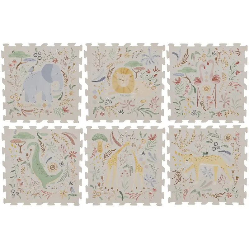 little dutch foam speelmat - safari friends - 180x120 cm