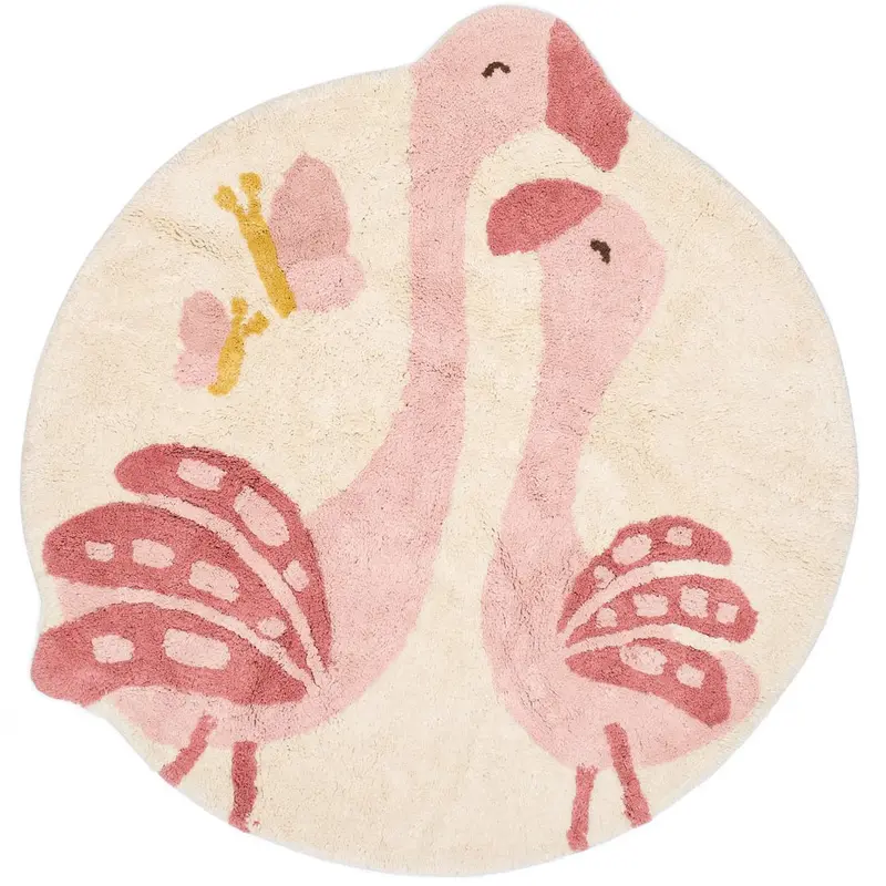 little dutch vloerkleed safari friends - flamingo - Ø110 cm