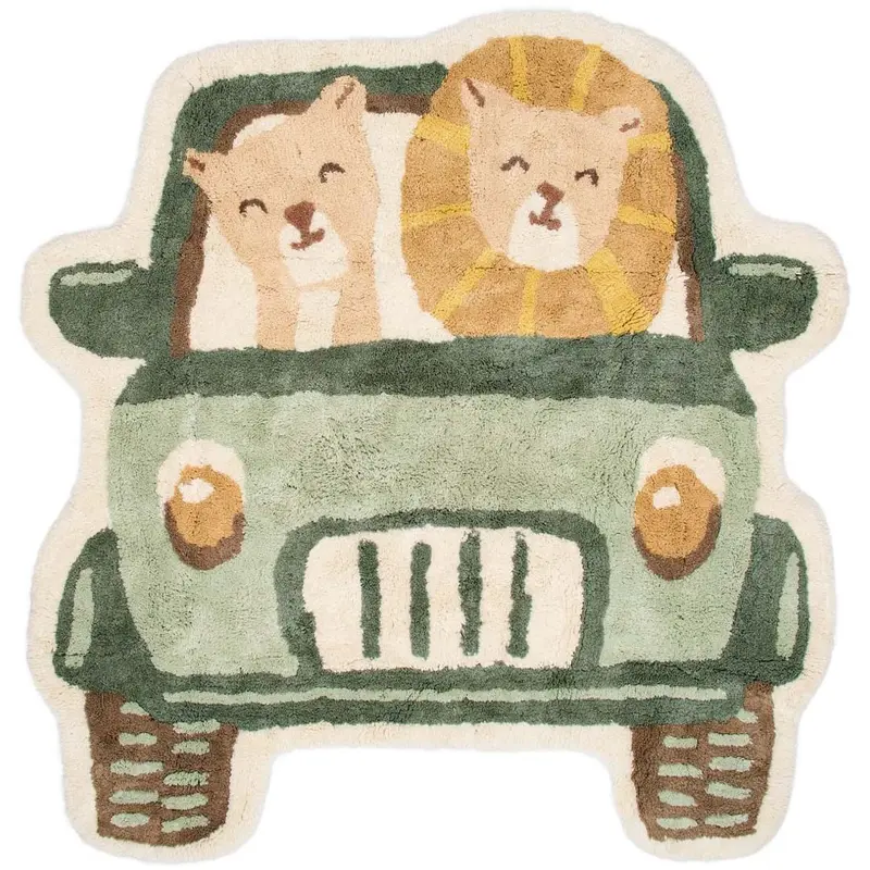 little dutch vloerkleed safari friends - safari auto - 110x108 cm