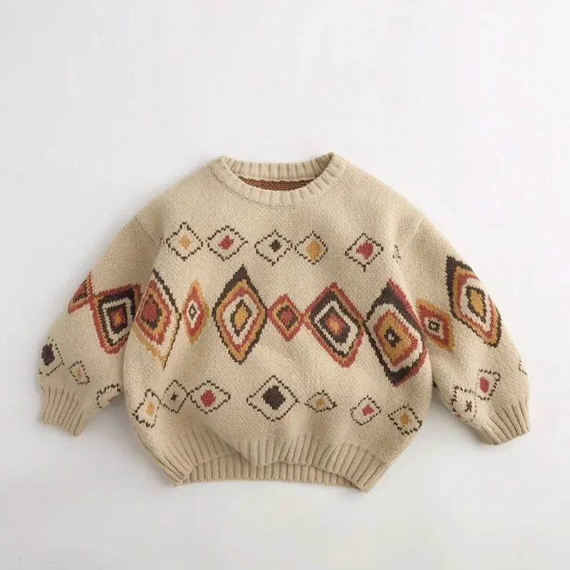 LittleRetro – Warm & Stijlvol – Gebreide Kindertrui met Diamantmotief