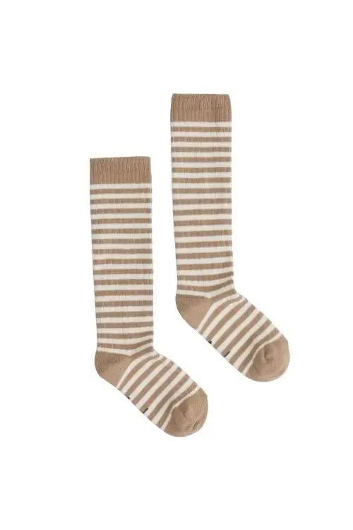 Long Ribbed Socks | Biscuit - Cream