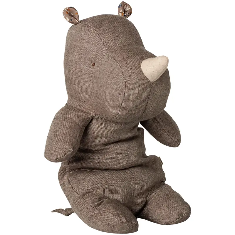 maileg knuffelneushoorn safari friends - grey blend - 30 cm