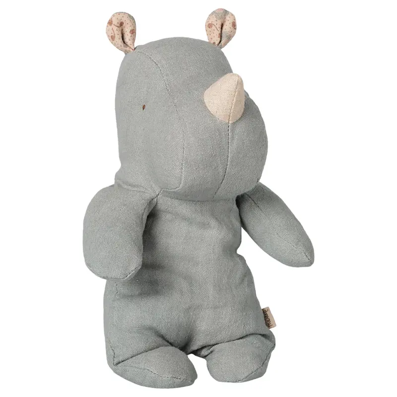 maileg knuffelneushoorn safari friends - vintage blue - 30 cm