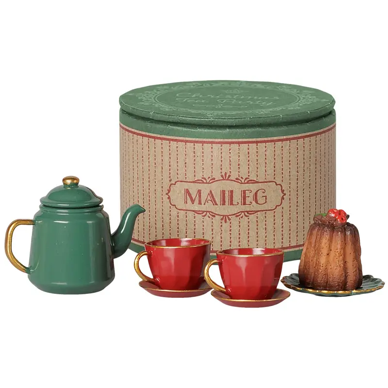maileg poppenhuis theeservies - christmas tea party - 6,5 cm