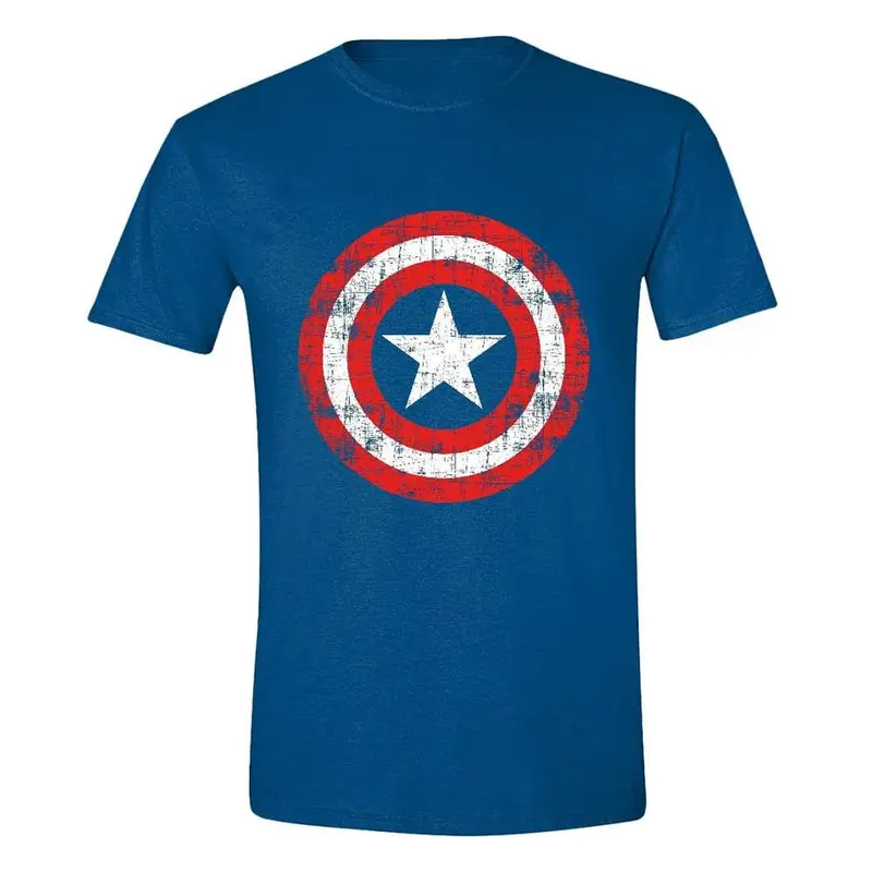 Marvel Captain America Cracked Shield T-Shirt – Blue Graphic Tee