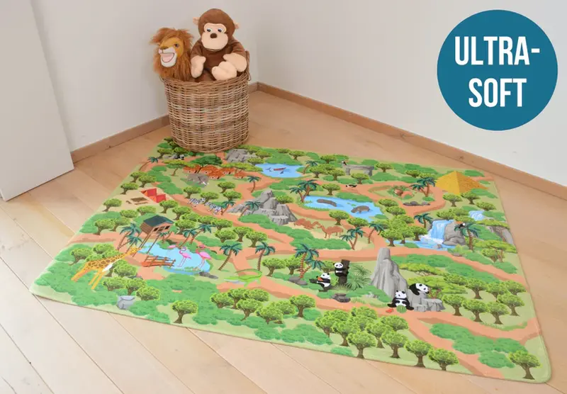 Mats & Joy Speelkleed - Thema Jungle Safari Auto (130x180cm) ALLEEN IN DE WINKEL