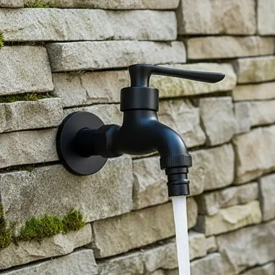 MatteBrassFlow™ – Mat Zwarte Wandkraan van Messing – Keuken Bad Buiten Kraan