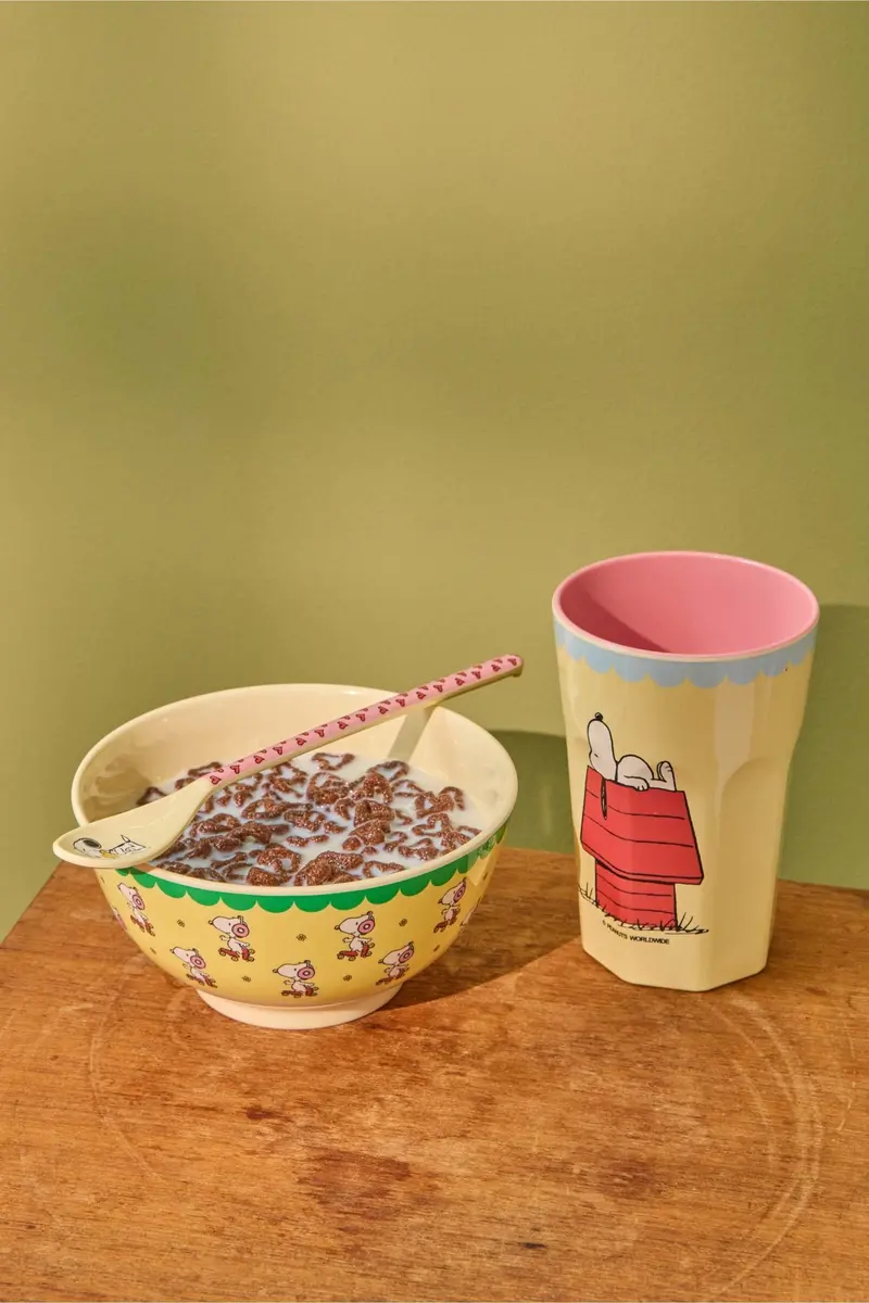 Melamine Bowl with Yellow Snoopy Print - Medium