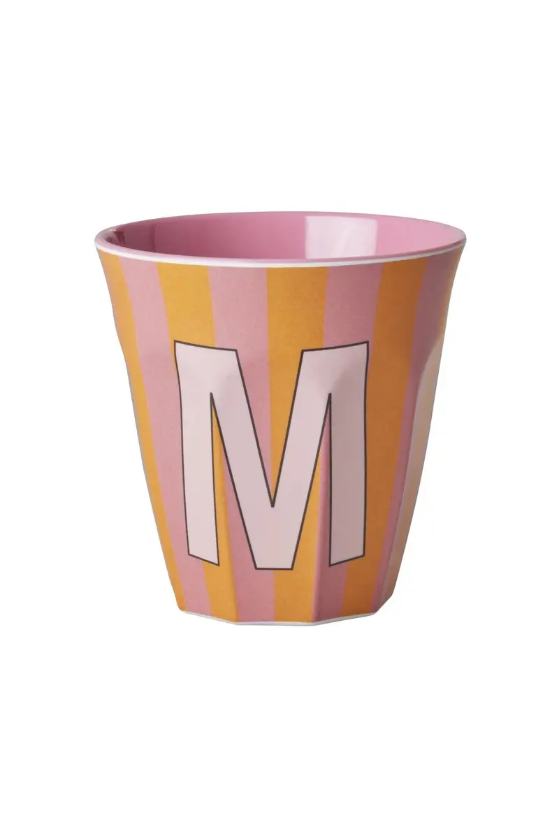 Melamine Cup - M - Orange - Stripes