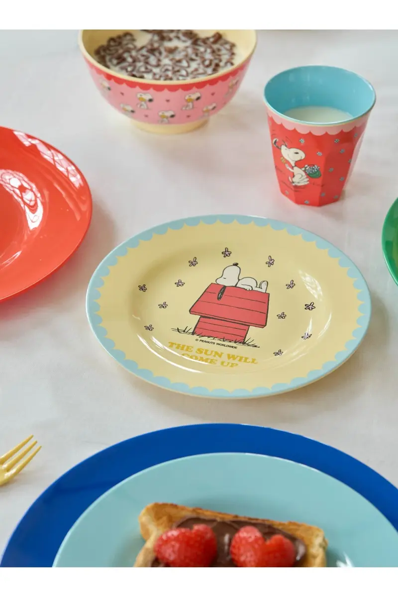 Melamine Side Plate with Cream Snoopy Print