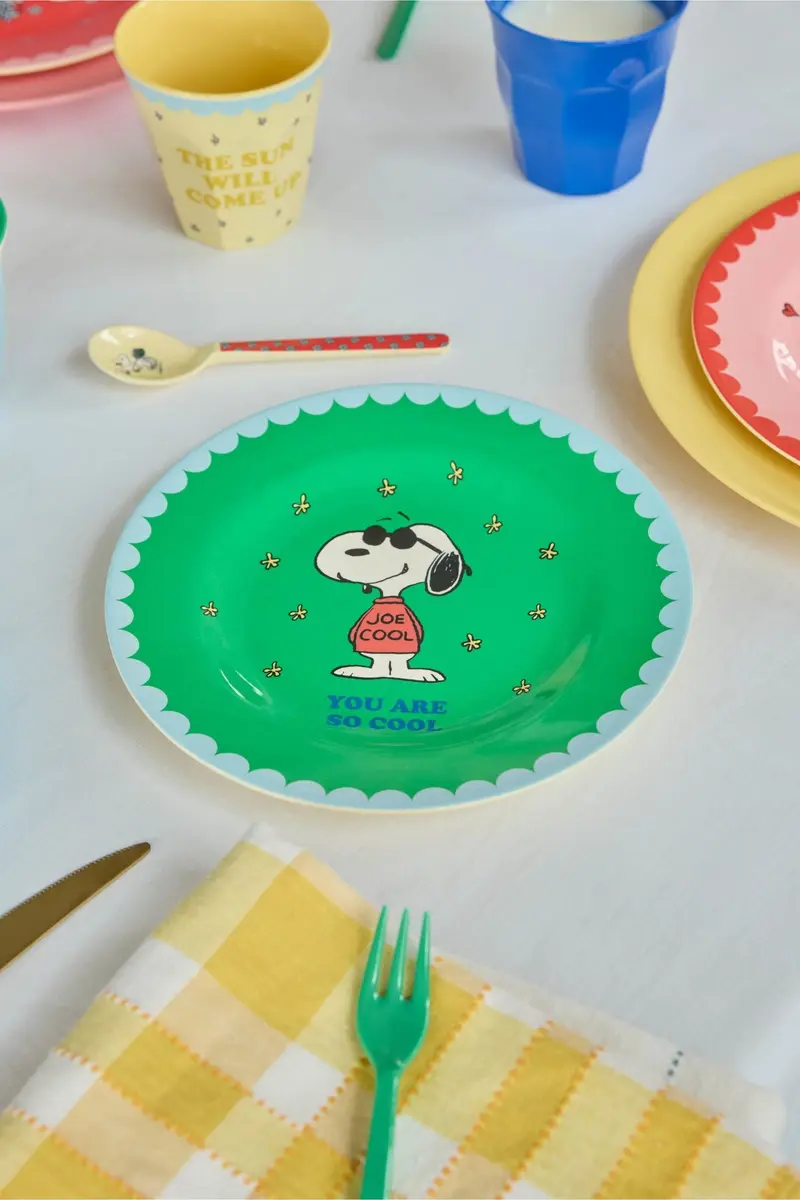 Melamine Side Plate with Green Snoopy Print