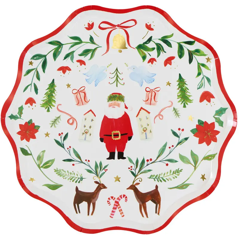 meri meri borden foliage santa - groot - 8st