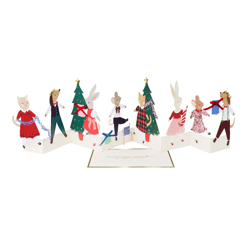 meri meri uitvouwbare kaart kerstdieren